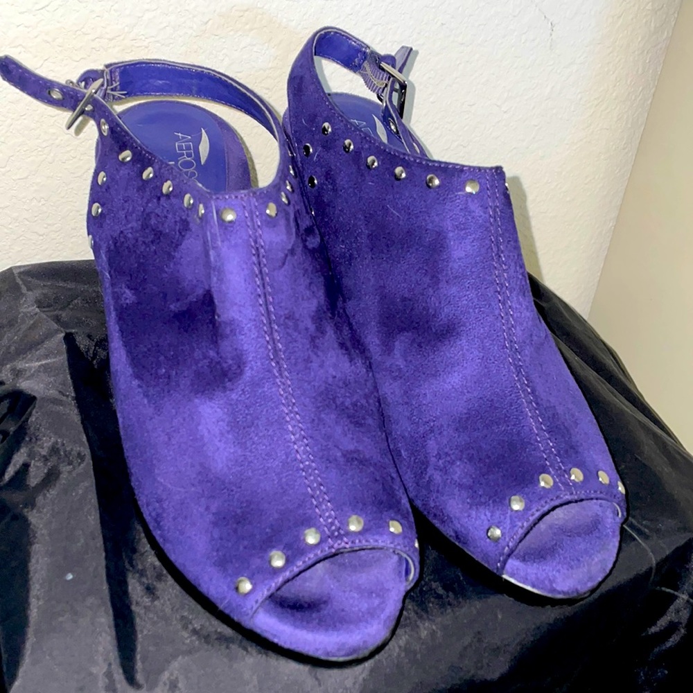 AEROSOL purple suede aerosol comfort studded heel